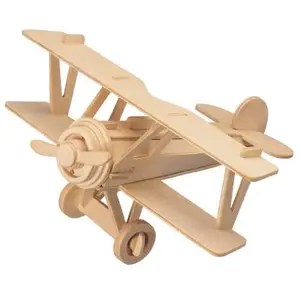 Dřevěné skládačky 3D puzzle letadla - Dvouplošník P060