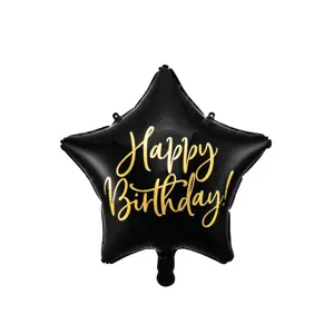 Foliový balonek Happy Birthday Černá Hvězda 40 cm