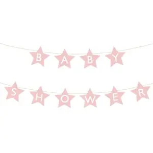 PartyDeco Girlanda Baby Shower světle růžová 2,9 m