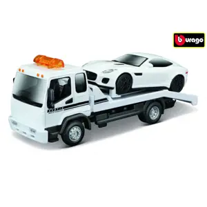 Bburago 1:43 STR FIRE Flatbed Tow Truck, w/Jaguar F-Type R Dynamic (V6)