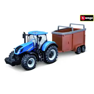 Bburago 1:50 Farm Traktor New Holland s vlečkou pro koně