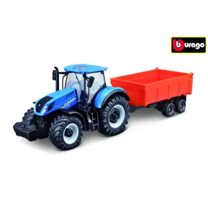 Bburago 1:50 Farm Traktor New Holland s vlečkou