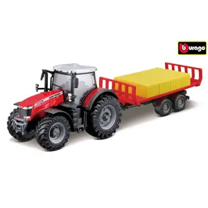 Produkt Bburago 10cm Farm tractor Messey Ferguson 8740S s přívěsem na balíky