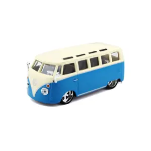 Bburago Plus Volkswagen Van Samba modrá bílá 1:32