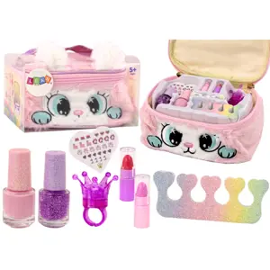 Beauty Set Plyšová kosmetická taštička Kitty Nail Polish Lipsticks