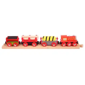 Produkt Bigjigs Rail vláčkodráha - Nákladní vlak červený + 3 koleje