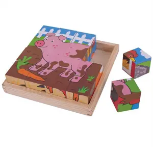 Produkt Bigjigs Toys obrázkové kostky kubusy - Farma - 9 kostek