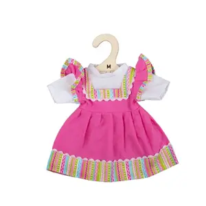Produkt Bigjigs Toys Růžové šaty s pruhovaným lemováním pro panenku 34 cm