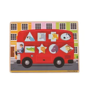 Bigjigs Toys vkládací puzzle - Autobus se zvířátky