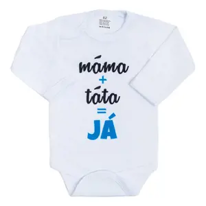 Body s potiskem New Baby máma plus táta rovná se JÁ modrá