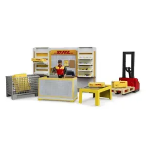 Bruder 62251 bworld DHL shop s paletovým vozíkem