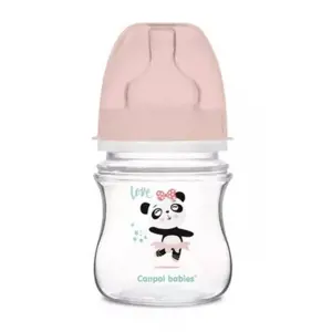 Canpol Babies antikolikoliková kojenecká lahvička se širokým hrdlem, Exotic Animals, 120 ml - růžová