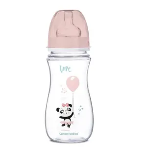 Produkt Canpol Babies Kojenecká antikoliková lahvička se širokým hrdlem, Exotic Animals, 300 ml - růžová