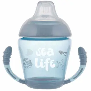 Canpol babies Nevylévací hrneček se silikonovým pítkem 230ml SEA LIFE modrý