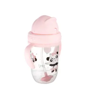 Canpol Babies nevylévací hrníček se slámkou a závažím Exotic Panda růžový 270 ml