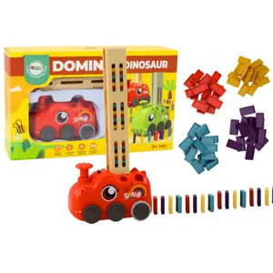 Červené dinosauří auto domino