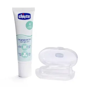 Chicco Oral Care gel na dásně s masážním kartáčkem 4 m+ (Sanitising Action in the Oral Cavity,Soothes Babys Gums) 30 ml