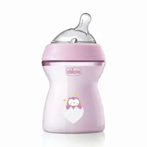 Chicco Skleněná antikoliková kojenecká lahev 250 ml 0+ růžová