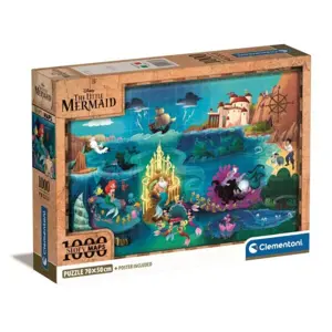 Clementoni Puzzle 1000 dílků Kompaktní Disney Maps Malá mořská víla. Malá mořská víla 39783