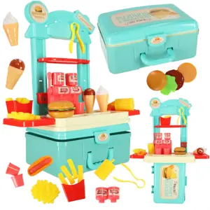 Produkt Dětská kuchyňka v kufříku fast food hamburgerová sada zmrzlina hranolky 55cm