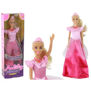 Produkt Dětská panenka Anlily Princess Dlouhé blond vlasy Tiara Růžové šaty