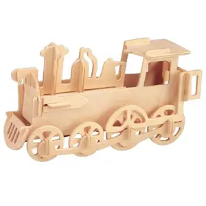 Dřevěné 3D puzzle dřevěná skládačka - malá Lokomotiva P005