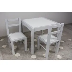 Drewex dřevěný dětský stůl a dvě židličky bílá/šedá