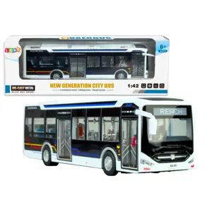 Elektrický městský autobus 1:42 kovový bílý