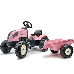 FALK Traktor Country Star Pink Pedal + přívěs a klakson od 2 let s vlečkou