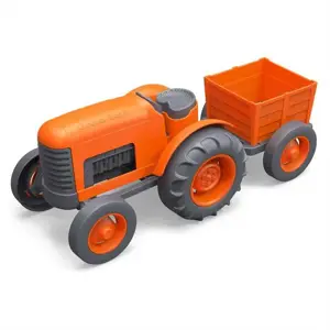 Green Toys - Traktor s vlečkou oranžový