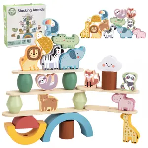 GREEN Wooden Animals Stack Puzzle FSC