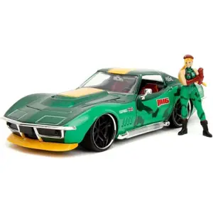 Jada Autíčko Chevrolet Stingray 1969 Street Fighterkovové s otevíratelnými částmi a kovová figurka Cammy White délka 20 cm 1:24