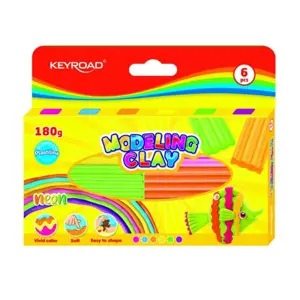 KEYROAD plastelína, 6 barev x30g, neon, krabička