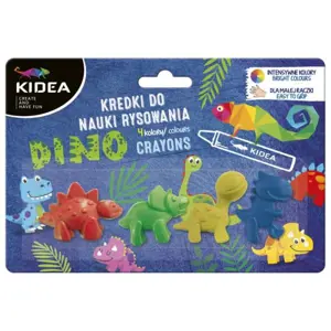 Produkt Kidea, KDNR4KKA, sada olejových pastelů/voskovek pro nejmenší děti, dinosauři, 4 ks