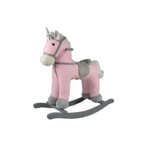 Kůň houpací růžový jednorožec plyšový, se zvukem