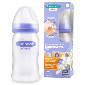 Lansinoh skleněná kojenecká láhev s NaturalWave TM savičkou 240ml