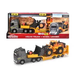 Majorette Kamion s nakladačem Volvo Truck  Wheel Loader 35 cm délka se zvukem a světlem