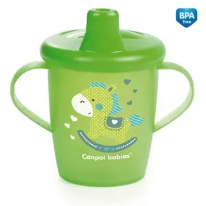 Netekoucí hrníček s pítkem Canpol Babies Anywayup TOYS - zelený, 250 ml