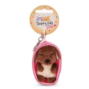 NICI 48832 Plyšová klíčenka Sleeping Pets pes 8cm hnědá