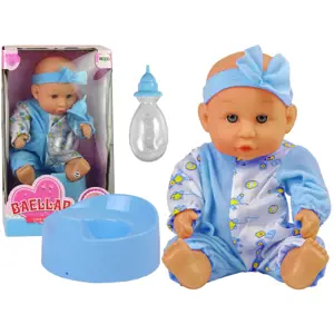 Panenka s mašličkou Blue Potty Pee 24 cm