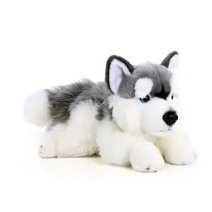 Plyšový pes husky ležící, 30 cm