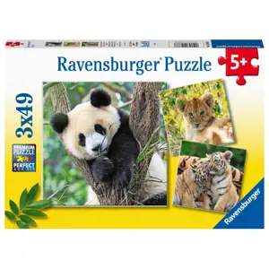 Ravensburger 056668 Panda tygr a lev 3 x 49 dílků