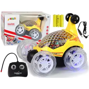 RC auto žluté - otáčení o 360 stupňů + LED