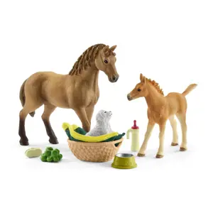 Produkt Schleich 42432 Set hříbě a Quarter kůň se štěňátkem a doplňky