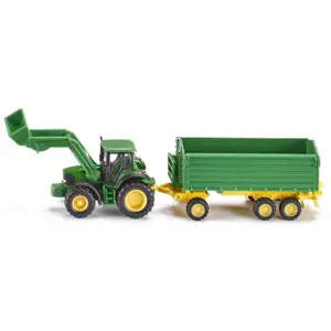 Produkt SIKU John Deere Farmer s čelním nakladačem a přívěsem 1:87