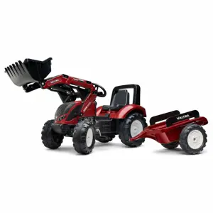 Šlapací traktor Valtra S4 s předním nakladačem a vlečkou