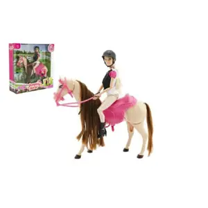 Produkt Teddies Kůň hýbající se + panenka žokejka plast 35x36x11cm