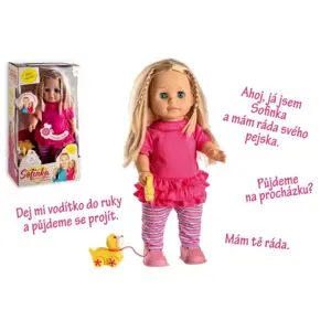 Produkt Teddies Panenka Sofinka s pejskem chodící a mluvící plast 42cm na baterie se zvukem 26x44x13cm