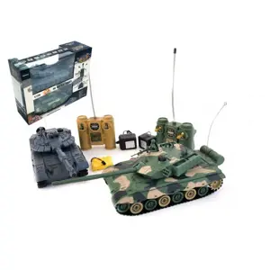 Teddies RC sada tanků 2 ks RTR 33 cm + dobíjecí pack tanková bitva se zvukem modrá a zelená 1:28