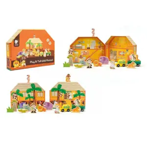 Produkt Teddies Safari ZOO dřevo + domeček 16ks